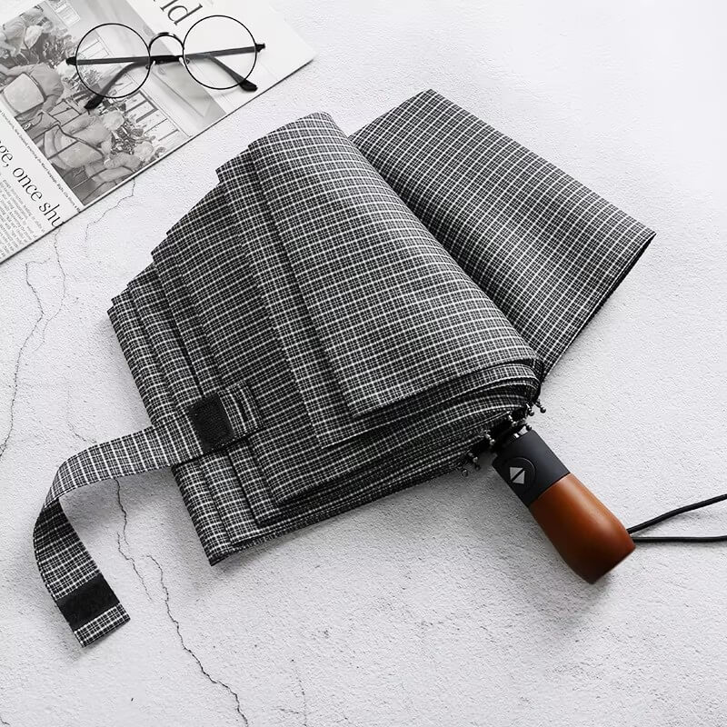 Κλασική πτυσσόμενη ομπρέλα με καρό σχέδιο Houndstooth