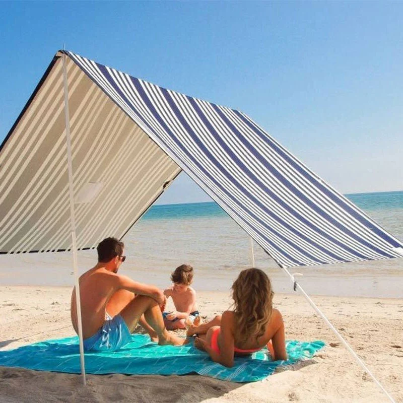 Προσαρμοσμένη φορητή σκιά παραλίας 330 x 180 cm με μπαστούνια αλουμινίου