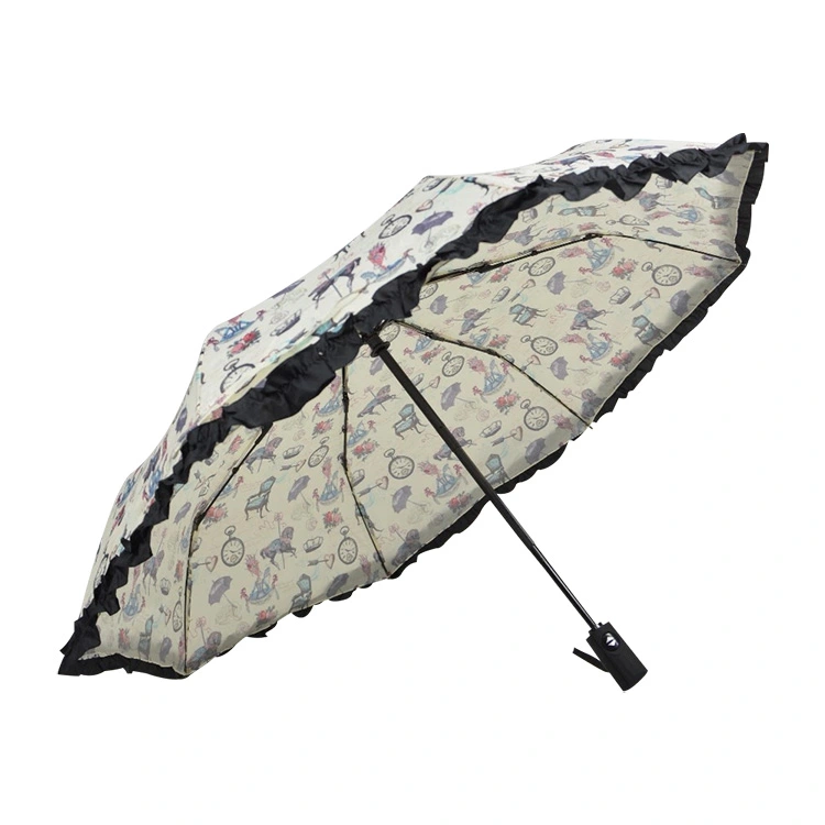 Αντιανεμική 3 πτυσσόμενη δαντέλα ομπρέλα