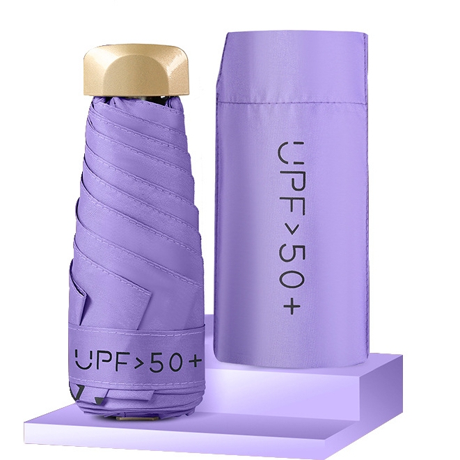 Μίνι πτυσσόμενη ομπρέλα UPF 50+ Ultra-Compact με μαύρη επικάλυψη UV για ήλιο και βροχή